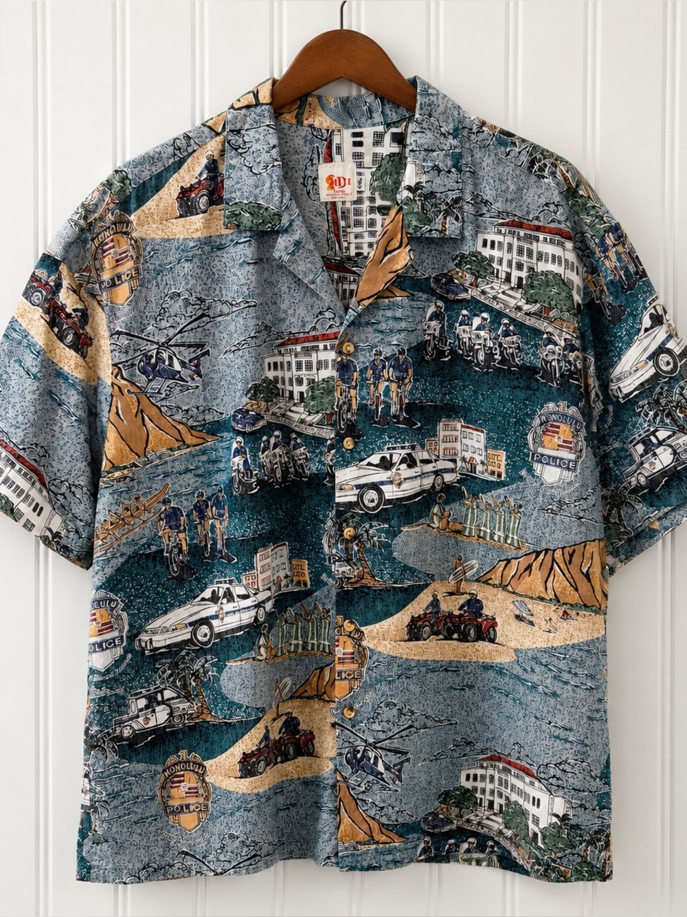 Honolulu Police Aloha Hawaiian Shirt LDH Lahens Designs Hawaii Luau Mens 2XL XXL